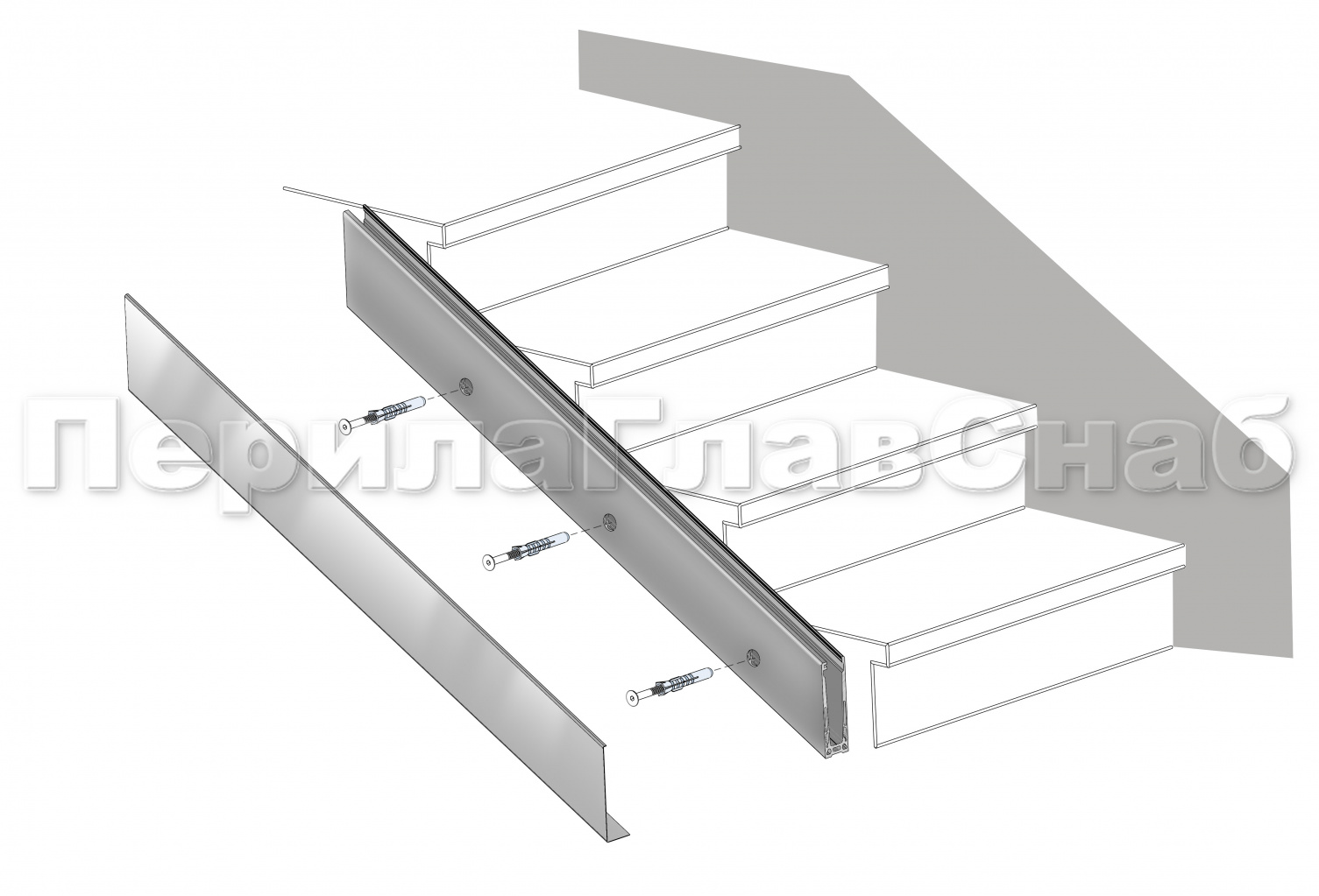 в торец на лестничный марш в торец на лестничный марш
