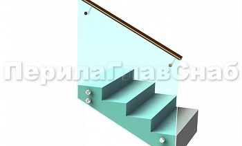 Ограждение с деревянным поручнем на выносе на точечном креплении на лестнице в Самаре. Готовые проекты ПерилаГлавСнаб