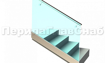 Ограждение с поручнем на выносе в зажимном профиле на лестнице в Самаре. Готовые проекты ПерилаГлавСнаб