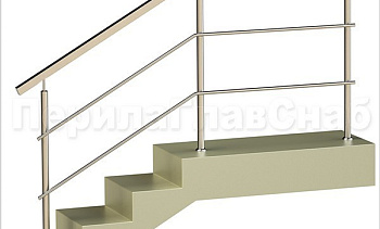 Два ригеля на сварке, квадратный поручень и круглые стойки в Самаре. Готовые проекты ПерилаГлавСнаб