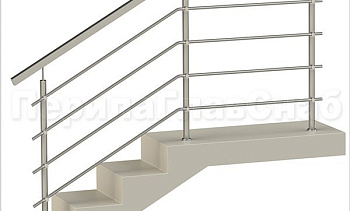 Четыре ригеля на держателях, квадратный поручень и круглые стойки в Самаре. Готовые проекты ПерилаГлавСнаб