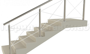 Ограждения из нержавейки. Заполнение из тросиков (нестандартная конфигурация) для крыльца в Самаре. Готовые проекты ПерилаГлавСнаб