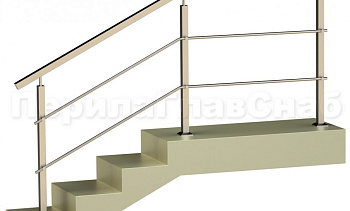 Два ригеля на держателях, квадратные поручень и стойки в Самаре. Готовые проекты ПерилаГлавСнаб