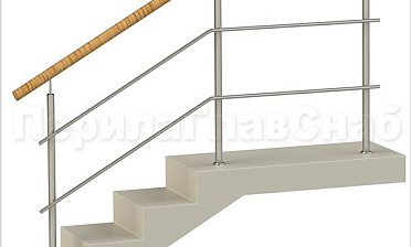 Два ригеля на сварке, круглый пластиковый поручень и круглые стойки купить в Самаре