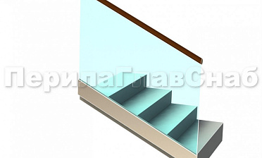 Ограждение с деревянным поручнем на профиле на лестнице купить в Самаре