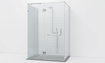 Комплект фурнитуры для душевой перегородки возле стены с дверью и глухими стеклами t571-1 в Самаре. Готовые проекты ПерилаГлавСнаб