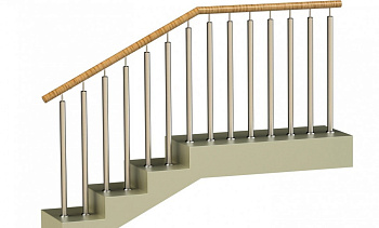 Ограждения с двумя стойками в каждую ступень с пластиковым поручнем и без ригелей в Самаре. Готовые проекты ПерилаГлавСнаб Ограждения с двумя стойками в каждую ступень с пластиковым поручнем и без ригелей в Самаре. Готовые проекты ПерилаГлавСнаб