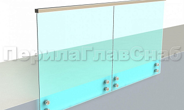 Ограждение с профильным поручнем с пазом на точечном креплении купить в Самаре