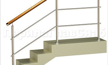 Два ригеля на держателях, круглый деревянный поручень и круглые стойки в Самаре. Готовые проекты ПерилаГлавСнаб