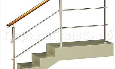 Два ригеля на держателях, круглый деревянный поручень и круглые стойки купить в Самаре