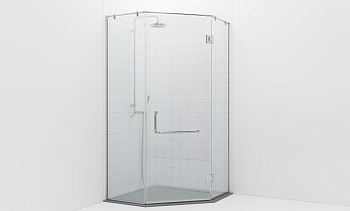 Комплект фурнитуры для трапециевидной душевой перегородки на профиле с угловой штангой t553-1 в Самаре. Готовые проекты ПерилаГлавСнаб