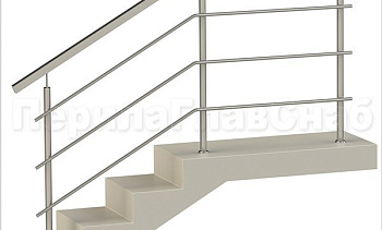 Три ригеля на сварке, квадратный поручень и круглые стойки в Самаре. Готовые проекты ПерилаГлавСнаб