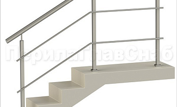 Два ригеля на сварке, круглый поручень и квадратные стойки в Самаре. Готовые проекты ПерилаГлавСнаб