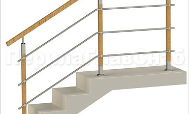 Три ригеля на держателях, квадратные деревянные поручень и стойки купить в Самаре