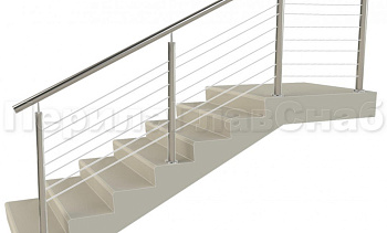 Ограждения из нержавейки. Заполнение из 7ми тросиков + декоративные наконечники в Самаре. Готовые проекты ПерилаГлавСнаб
