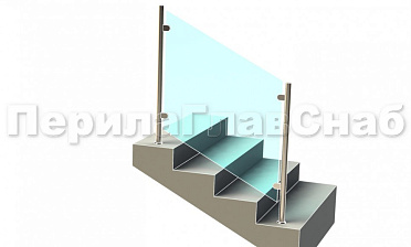 Ограждения лестницы без поручня с зажимными стеклодержателями и стойками купить в Самаре