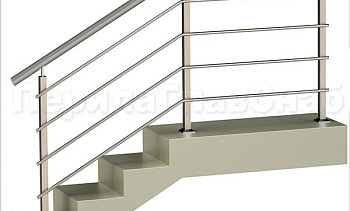 Четыре ригеля на сварке, круглый поручень и квадратные стойки в Самаре. Готовые проекты ПерилаГлавСнаб