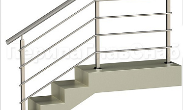 Четыре ригеля на сварке, круглый поручень и квадратные стойки купить в Самаре