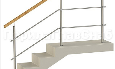 Два ригеля на держателях, квадратный деревянный поручень и круглые стойки купить в Самаре