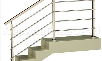 Четыре ригеля на держателях, квадратный поручень и квадратные стойки в Самаре. Готовые проекты ПерилаГлавСнаб