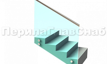 Ограждение с профильным поручнем с пазом на точечном креплении на лестнице в Самаре. Готовые проекты ПерилаГлавСнаб