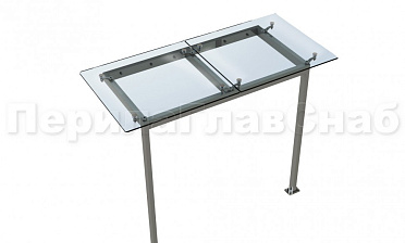 Стеклянный козырек на прямом каркасе со стойками купить в Самаре