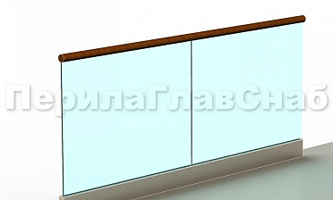 Ограждение с деревянным поручнем на профиле купить в Самаре