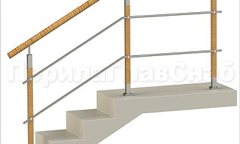 Два ригеля на держателях, пластиковый поручень и квадратные деревянные стойки в Самаре. Готовые проекты ПерилаГлавСнаб