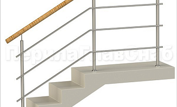 Три ригеля на сварке, круглый пластиковый поручень и круглые стойки в Самаре. Готовые проекты ПерилаГлавСнаб