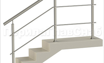 Два ригеля на держателях, круглый поручень и квадратные стойки в Самаре. Готовые проекты ПерилаГлавСнаб