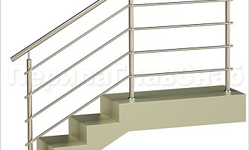 Четыре ригеля на держателях, круглый поручень и круглые стойки в Самаре. Готовые проекты ПерилаГлавСнаб