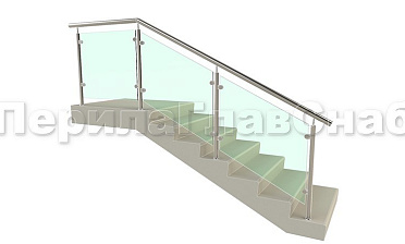 Ограждение для лестницы из нержавейки с зажимными стеклодержателями для крыльца купить в Самаре
