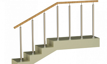 Ограждения со стойками в каждую ступень с квадратным деревянным поручнем без ригелей в Самаре. Готовые проекты ПерилаГлавСнаб Ограждения со стойками в каждую ступень с квадратным деревянным поручнем без ригелей в Самаре. Готовые проекты ПерилаГлавСнаб