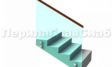 Ограждение с деревянным поручнем на точечном креплении на лестнице купить в Самаре