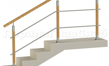 Два ригеля на держателях, квадратный деревянный поручень и квадратные деревянные стойки купить в Самаре