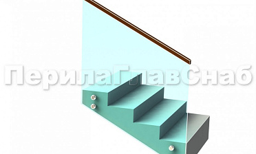 Ограждение с квадратным деревянным поручнем на точечном креплении на лестнице купить в Самаре