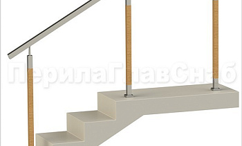 Нержавеющие ограждения без ригелей с квадратным поручнем и стойками с деревянными вставками в Самаре. Готовые проекты ПерилаГлавСнаб Нержавеющие ограждения без ригелей с квадратным поручнем и стойками с деревянными вставками в Самаре. Готовые проекты ПерилаГлавСнаб