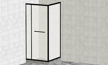 Комплект душевой с внутренней подвижной дверью,толщина стекла 8мм, 900х900х2000, AUSI 304, черная t470 Bl в Самаре. Готовые проекты ПерилаГлавСнаб