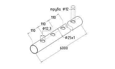 Труба AISI 304 25х1х6000, с перфорацией под  Ø12, 30°, GRIT 600 837-5 купить в Самаре Труба AISI 304 25х1х6000, с перфорацией под  Ø12, 30°, GRIT 600 837-5 купить в Самаре