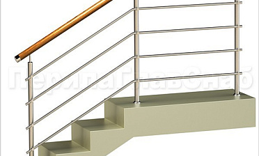 Четыре ригеля на держателях, круглый деревянный поручень и круглые стойки купить в Самаре