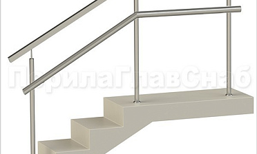 Ограждения с квадратным поручнем и дополнительным поручнем без ригелей купить в Самаре