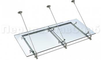 Стеклянный козырек на вантах и профильном каркасе в Самаре. Готовые проекты ПерилаГлавСнаб Стеклянный козырек на вантах и профильном каркасе в Самаре. Готовые проекты ПерилаГлавСнаб