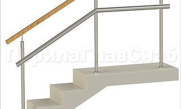 Ограждения с квадратным деревянным поручнем и дополнительным поручнем без ригелей купить в Самаре