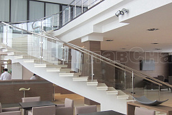 Стеклянные перила для винтовых лестниц в Самаре. Готовые проекты ПерилаГлавСнаб - фото 19