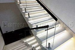 Стеклянные перила для лестниц в Самаре. Готовые проекты ПерилаГлавСнаб - фото 7
