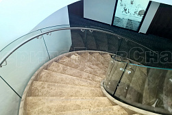 Стеклянные перила для винтовых лестниц в Самаре. Готовые проекты ПерилаГлавСнаб - фото 6